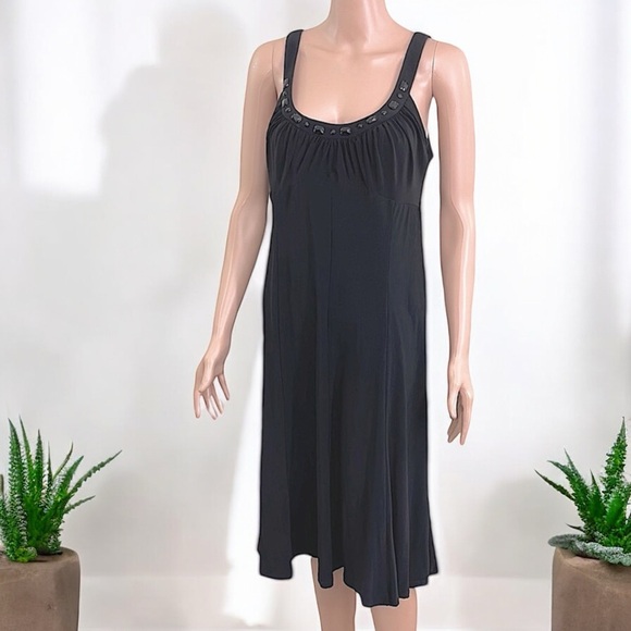 Rena Rowan Black Jewel Neckline Jersey Sleeveless Dress - Picture 10 of 16